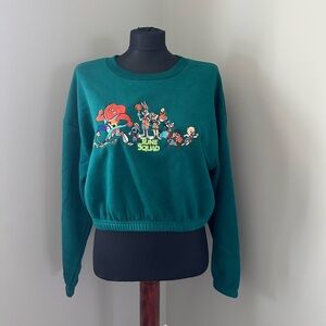 Forever 21 x Space Jam Teal Cropped Sweater